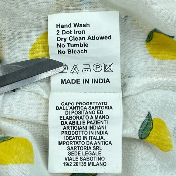 ANTICA SANTORIA Women's Tunic Blouse Long Sleeve Yellow Lemons Size Medium/Large - Picture 7 of 9